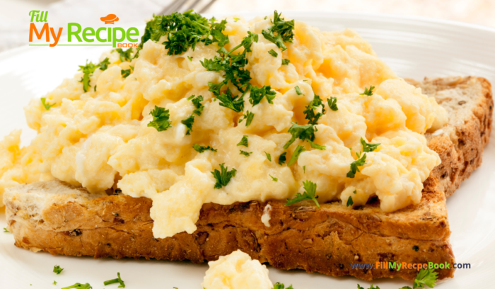 Make this Easy Scrambled Eggs on Toast recipe idea for a healthy filling breakfast. A versatile recipe to add vegetable, grated cheese.