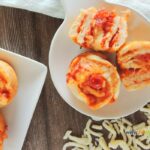 A Homemade Pizza Rolls Recipe idea for a snack or mini appetizer. A no yeast dough with yogurt and garlic, filled with cheese and pepperoni.