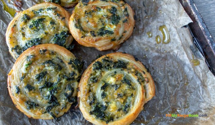 Easy Creamy Spinach Rollups puff pastry recipe idea. An easy to make appetizer or snack for seasonal events or parties, a no yeast dough.