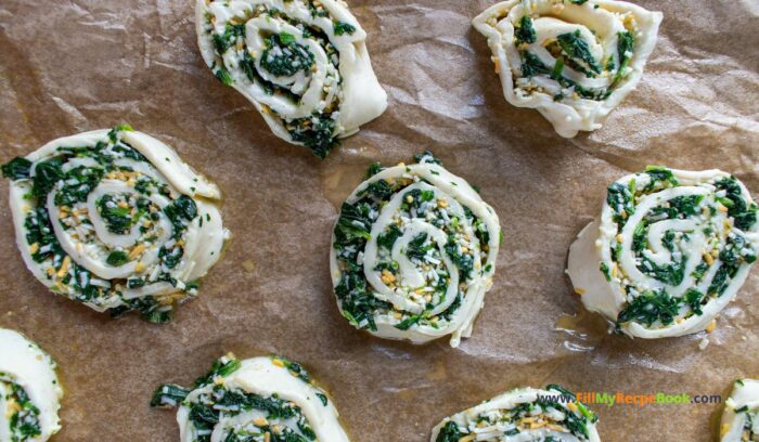 Easy Creamy Spinach Rollups puff pastry recipe idea. An easy to make appetizer or snack for seasonal events or parties, a no yeast dough.