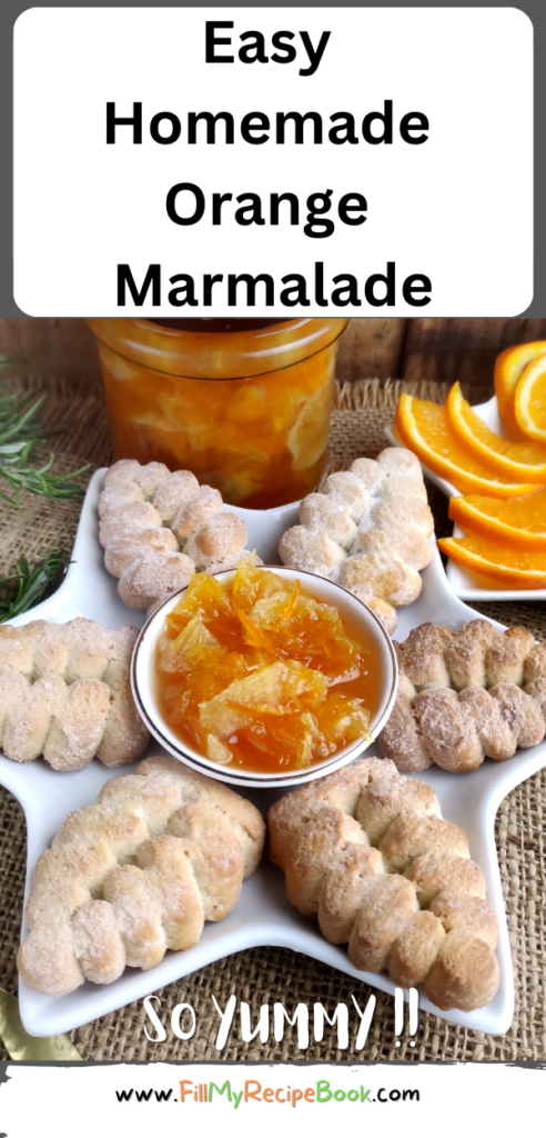 Easy Homemade Orange Marmalade recipe idea. This orange marmalade has a touch of lemon and rosemary, add in many recipes, or on toast.