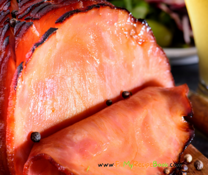 Roasted Honey Glazed Gammon with mustard recipe. The best oven roast for a Christmas or Easter dinner, this boneless leg of pork cut glazed.