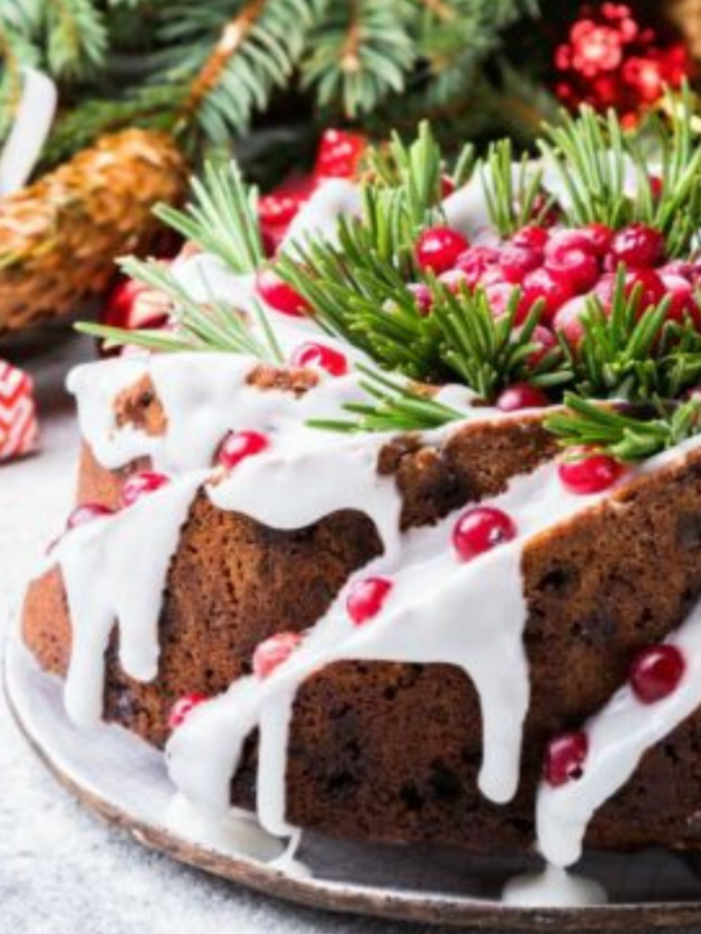 Caramel Christmas Fruit Cake Recipe idea for a decorative molded cake. Oven Baked with caramel cherries and preserved with brandy.