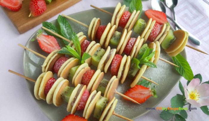 Mini Nutella Pancakes and Fruit Skewers recipe idea. An easy breakfast or brunch even kids can put together for special occasions. 