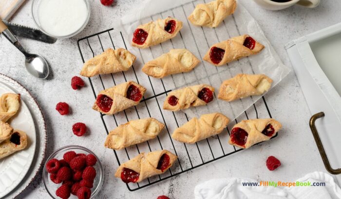 Kolaczki Raspberry Jam Cookies recipes idea to create. A cream cheese dough filled with raspberry jam for an aesthetic snack for tea time.