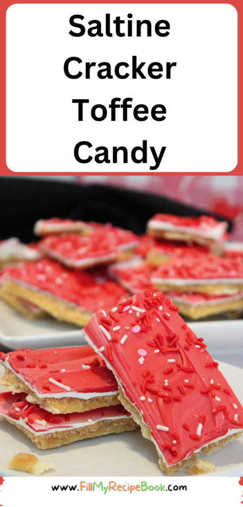 Saltine Cracker Toffee Candy recipe. Easy tasty toffee crack candy treat to make and share on Valentines day or other holidays, with family.