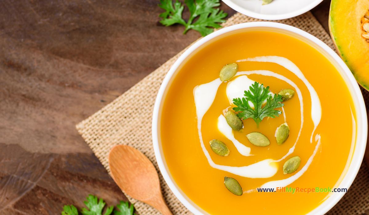 Tasty Butternut Squash Soup recipe. Healthy homemade oven Roasted butternut and onion soup blended with sour cream, spices for warm meal.