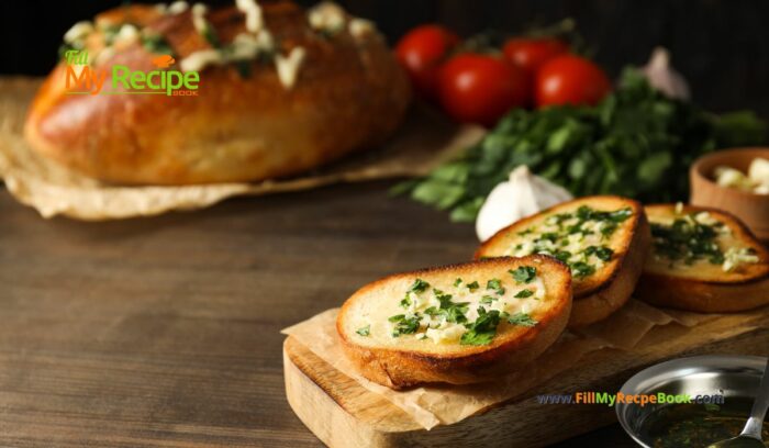 The Best Toasted Garlic Bread Slices recipe idea. Easy homemade loaf slices buttered with garlic butter mix and herbs toasted in the oven.
