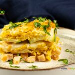 Breakfast Sausage Lasagna Recipe. A healthy family oven baked dish for a holiday brunch, with zucchini and scrambled egg and chicken.