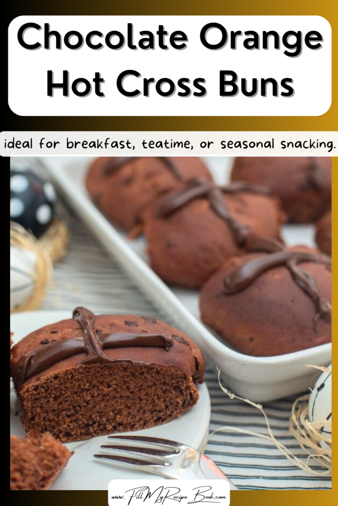 Chocolate Orange Hot Cross Buns. An easy bread machine dough, oven baked and finished with a sweet orange glaze. An Easter baking idea.