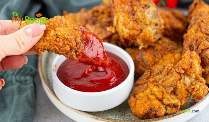 This Easy Homemade KFC Fried Chicken recipe idea. Tasty chicken pieces fried in a batter with spices for a home meal for family lunch or dinner. 