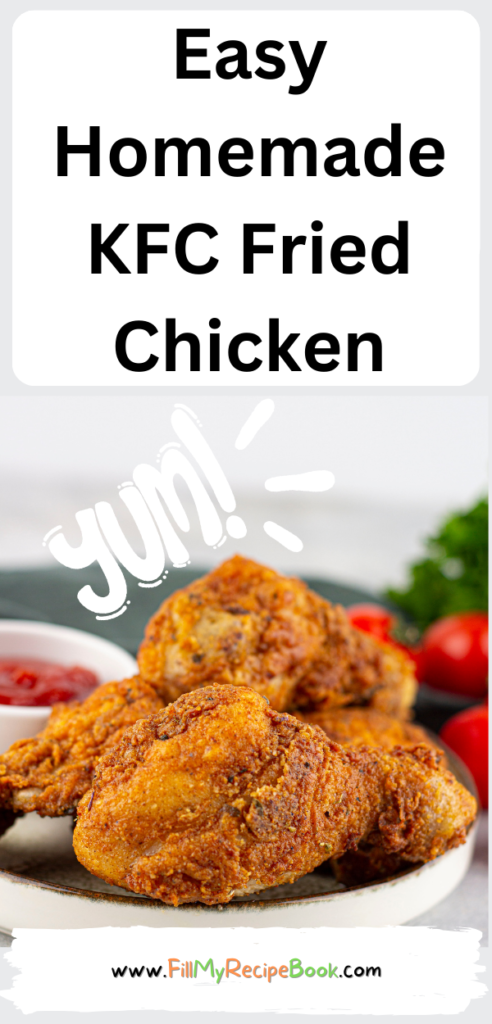 This Easy Homemade KFC Fried Chicken recipe idea. Tasty chicken pieces fried in a batter with spices for a home meal for family lunch or dinner. 