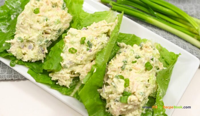 Keto Avocado Chicken Salad Recipe. A healthy simple protein filled chicken lettuce wrap for a meal for lunch or supper for family.