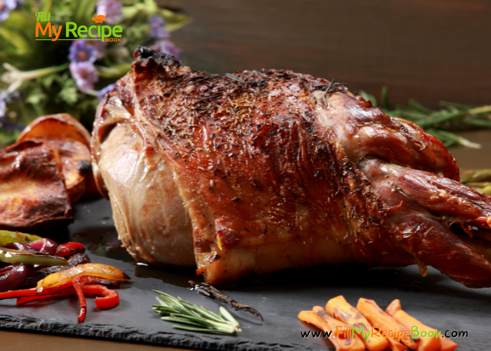 Easy Roasted Leg of Lamb Recipe. A delicious tender lamb with bone in roasted in the oven for Christmas family dinner or lunch. Get the mint sauce recipe as well.
