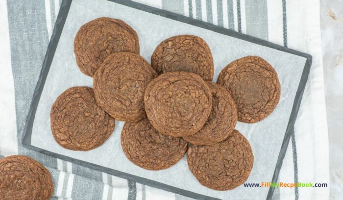 Simple Nutella Cookies Recipe Idea for a snack. Easy Oven Bake 3 ingredient recipe with chocolate Nutella biscuit treat for a dessert for tea.