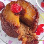 An Easy Caramelized Pineapple Upside Down Mini Cake recipe. Oven Baked for a fine dining dessert from scratch topped with cherries.