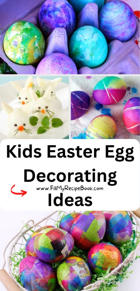 Kids easter egg decorating ideas. Make your own colorful homemade DIY crafts with hard boiled eggs for adults with paper Mache and dye recipes.