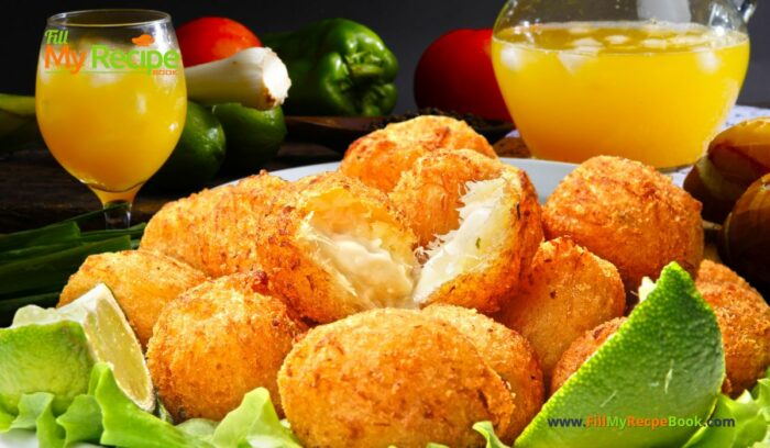 Salt Cod Fritters a Healthy Lunch Recipe Idea with salad. A homemade fish cake or croquettes to serve for lunch meal a snack or appetizer.
