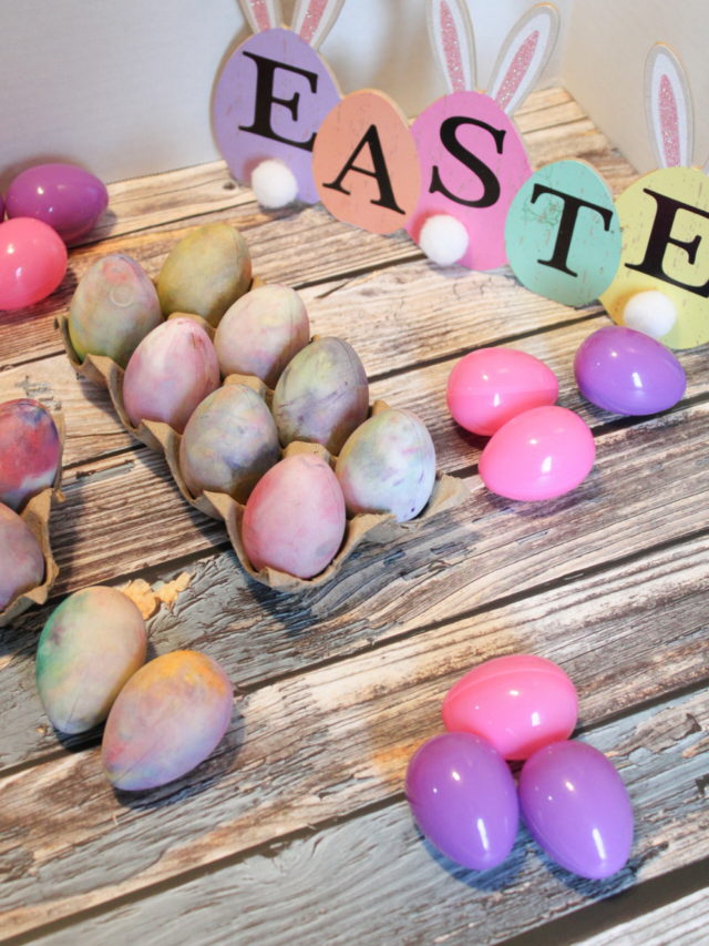 Shaving Cream Easter Eggs Idea recipe for an at home DIY craft with hard boiled eggs for snacks or breakfast, kids will love to create.