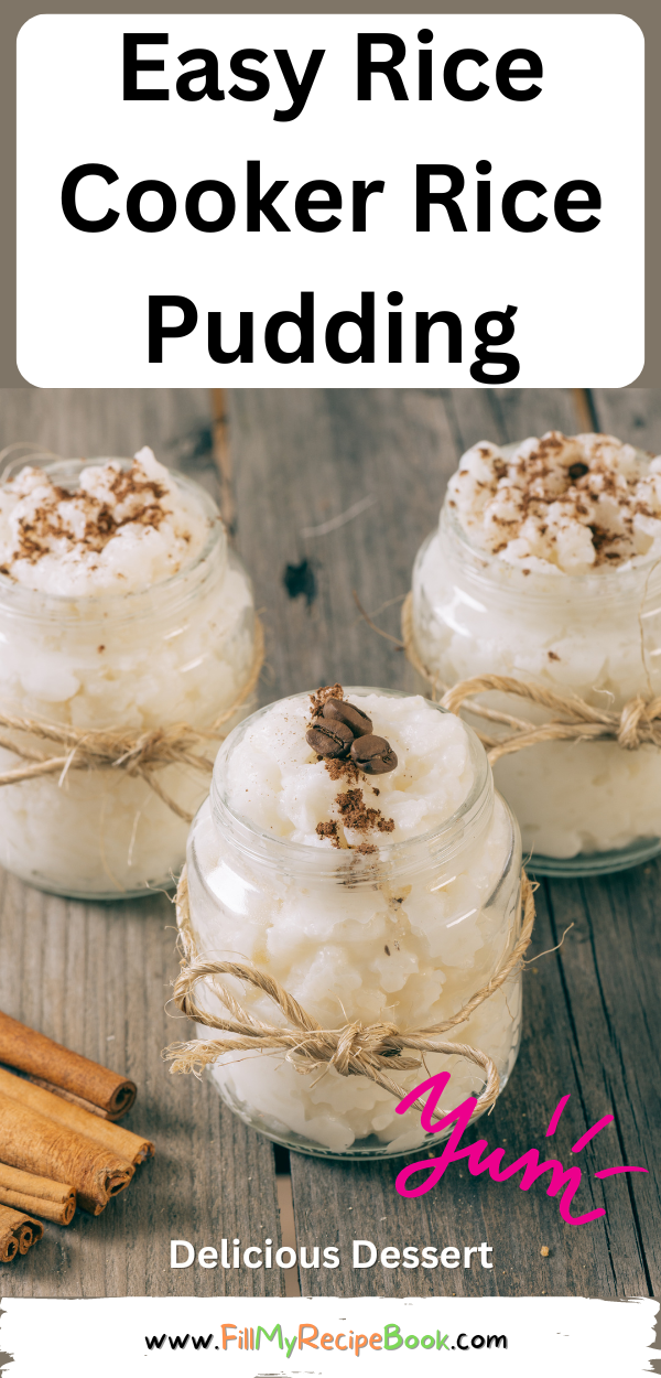 Easy Rice Cooker Rice Pudding recipe idea. So simple, made with milk and served with some cinnamon and nuts for a delicious dessert.