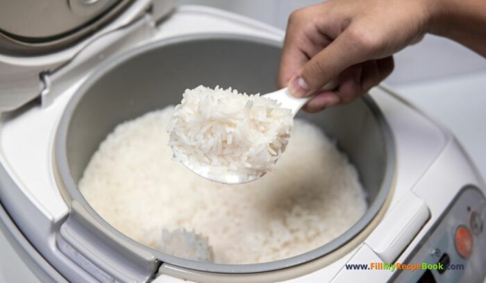 adding milk, Easy Rice Cooker Rice Pudding recipe idea. So simple, made with milk and served with some cinnamon and nuts for a delicious dessert.