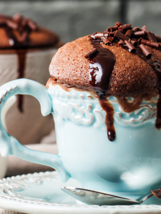 A 2 Minute Chocolate Mug Cake recipe. Tasty and easy, filled with nut chocolate and chocolate chips microwaved and enjoyed as a dessert.