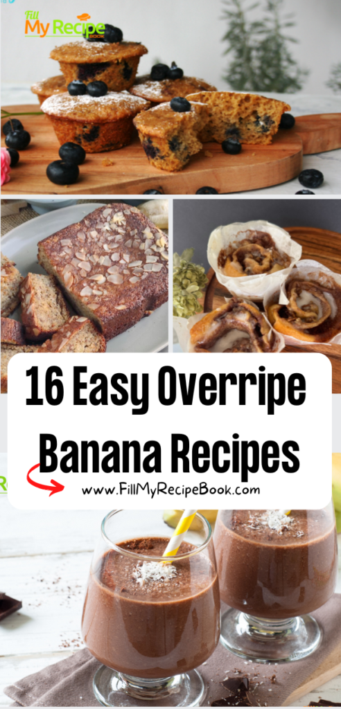 16 Easy Overripe Banana Recipes. The best simple healthy ideas to bake for dessert or breakfast pancakes, muffins, breads, smoothies and more.