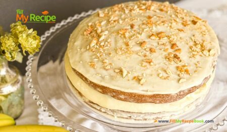 The Best Banana Cake with Sour Cream recipe idea. Easy homemade oven bake dessert, cake with cream cheese frosting for tea time.