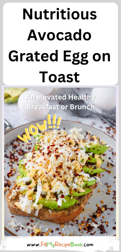Nutritious Avocado Grated Egg on Toast recipe idea has a crispy bite with buttery avocado and grated boiled egg spiced with lemon pepper.