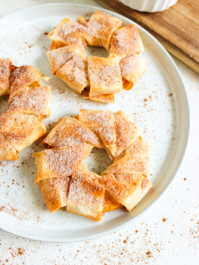 Apple Strudel Slices Recipe to have for a sweet dessert. Simple homemade from scratch idea with wrapped phyllo dough on apple rounds, snack.