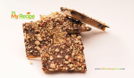 Homemade Chocolate Toffee Almond Bars on a shortbread base recipe. An easy candy topped cookie bar that taste like toffee, with nuts for snacks.