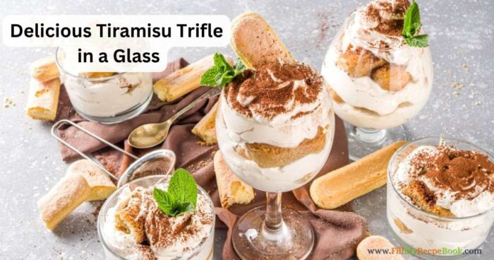 Finally sprinkle dark cocoa powder on top of the mascarpone cream, and stick an unsoaked ladyfinger biscuit in the side of the glass. You may also just break up some biscuit on top and add a mint leaf for extra garnish. serve chilled.