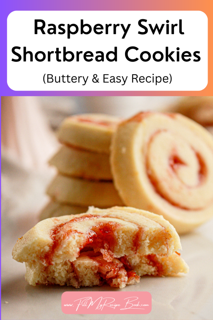 These buttery raspberry swirl shortbread cookies are soft, rich, and easy to make. A beautiful, melt in your mouth treat perfect for any occasion.