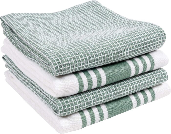 KAF Home Kitchen Towels, Set of 4 Absorbent, Durable and Soft Towels | Perfect for Kitchen Messes and Drying Dishes, 18 x 28 – Inches, Sage.