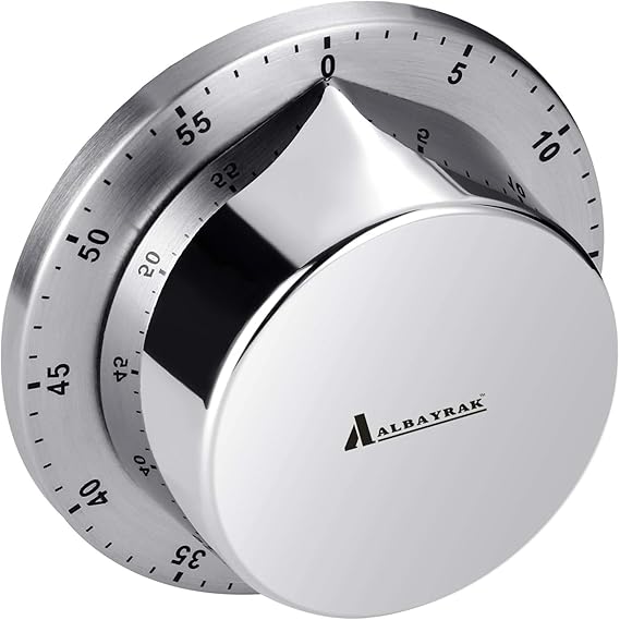 Kitchen Timers for Cooking, Chef Cooking Timer Clock with Loud Alarm - Magnetic Backing 100% Mechanical Desk Timer - No Batteries Required, Countdown Reminder Magnetic - Exquisite Stainless Steel Body.