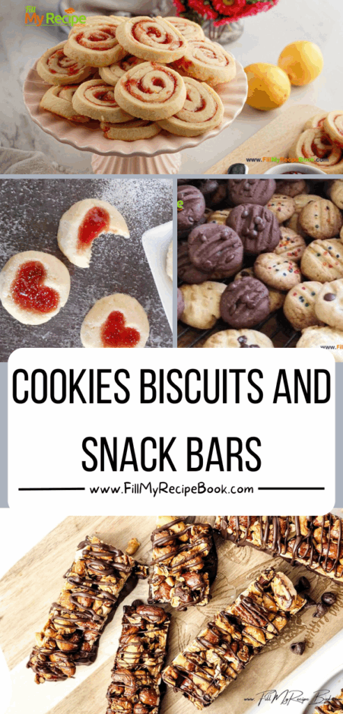 Best selection of Cookies Biscuits and snack bars recipes. Oven baked or no baked dessert with various flavors, fillings and toppings.