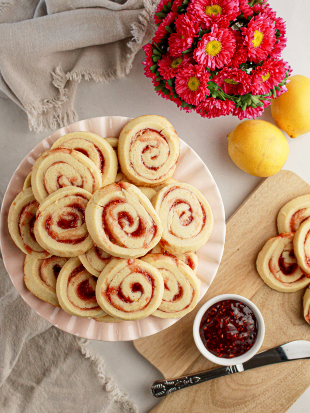 Heavenly Raspberry Swirl Shortbread Cookies with lemon recipe. A perfect blend of soft buttery cookies, that are quick and easy to bake.