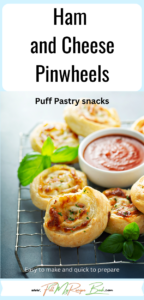 Quick and easy Ham and Cheese Pinwheels recipe for snacks or appetizers. Oven baked savory 3 ingredient rolls everyone will love to eat.