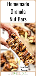 A chewy healthy chocolate Homemade Granola Nut Bars recipe. Easy and quick idea for oven baked snack or treat with honey, coconut oil, oats.