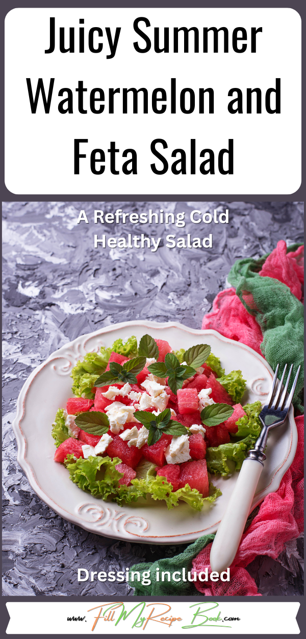 Juicy Summer Watermelon and Feta Salad recipe. Cubed watermelon pairs beautifully, with feta. It's the perfect balance of sweet and salty.