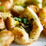 Mushrooms and Corn Puff Pastry Tartlet recipe for a savory snack. Be it a flaky buttery dessert or appetizer baked in the oven, so delicious.