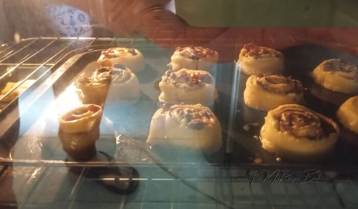 Beat your egg and lightly brush to top of the roll before you place them in the oven. This will give the bake a brown and crusty topping.
Bake for 25-30 minutes until they are golden and done.