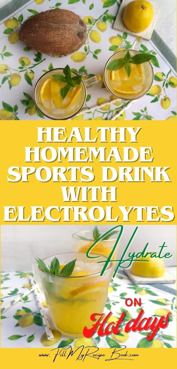 A Healthy homemade sports drink made with coconut water, citrus juice, and sea salt, a refreshing, hydrating, filled with natural electrolytes.