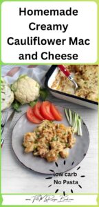 Homemade Creamy Cauliflower Mac and Cheese with cheese sauce. An oven baked spicy cheesy, low-carb comfort food for dinner.