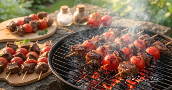 Make these juicy marinated steak and tomato kebabs on the stovetop for a quick, tender, and flavorful summer dinner everyone will love.