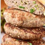 Family favorite homemade Tangy Chicken Cabbage Burger Patties, paired with a crispy coleslaw for a fresh touch. Simply sauté them in a skillet pan.