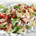 Put together this Tasty BLT Pasta Salad Recipe for Summer. A quick and easy side dish made with bacon bits and ranch dressing is best.