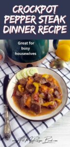 Tender beef, bell peppers, and onions simmered in a savory sauce. A crock pot pepper steak meal that is an effortless dinner recipe. Perfect for busy nights.