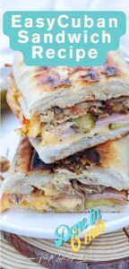 A delicious Easy Cuban Sandwich Recipe for lunch. Filled with ham, roast pork pieces, cheese, mustard, and dill pickles. Grilled in 6 minutes.