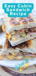A delicious Easy Cubin Sandwich Recipe for lunch. Filled with ham, roast pork pieces, cheese, mustard, and dill pickles. Grilled in 6 minutes.